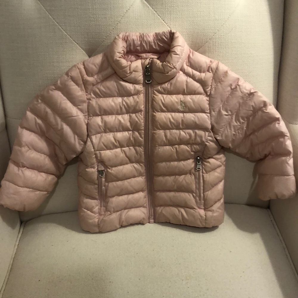 Light pink polo Ralph Lauren puffer jacket